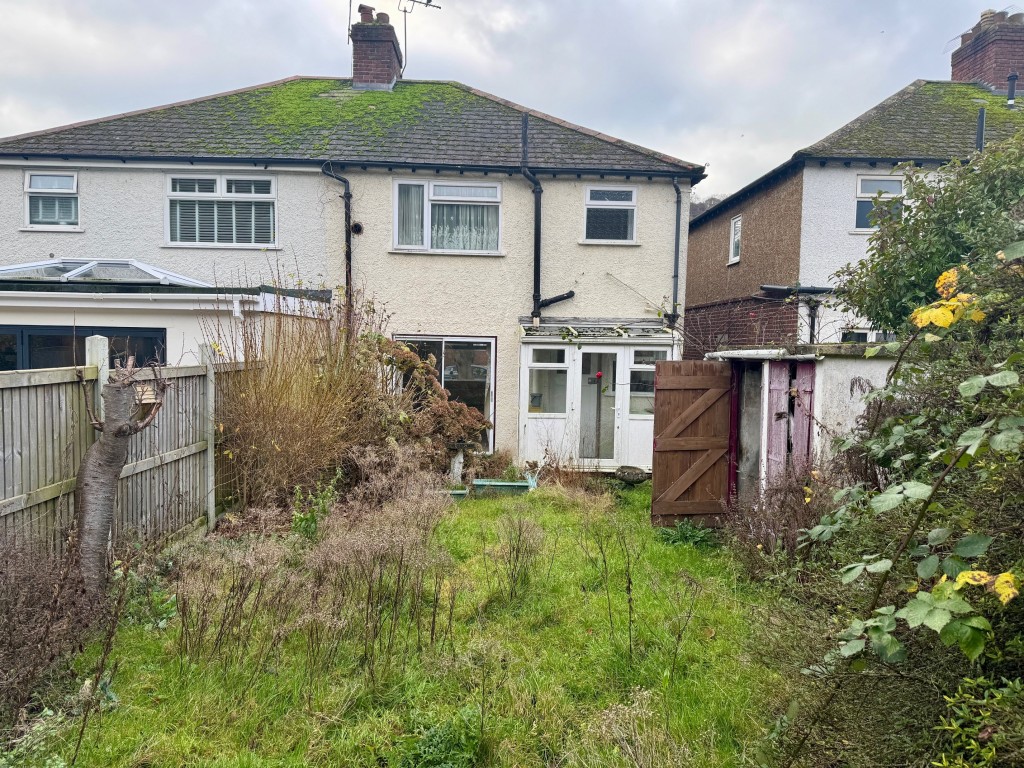 Lot: 150 - THREE-BEDROOM SEMI-DETACHED HOUSE FOR IMPROVEMENT - Rear elevation